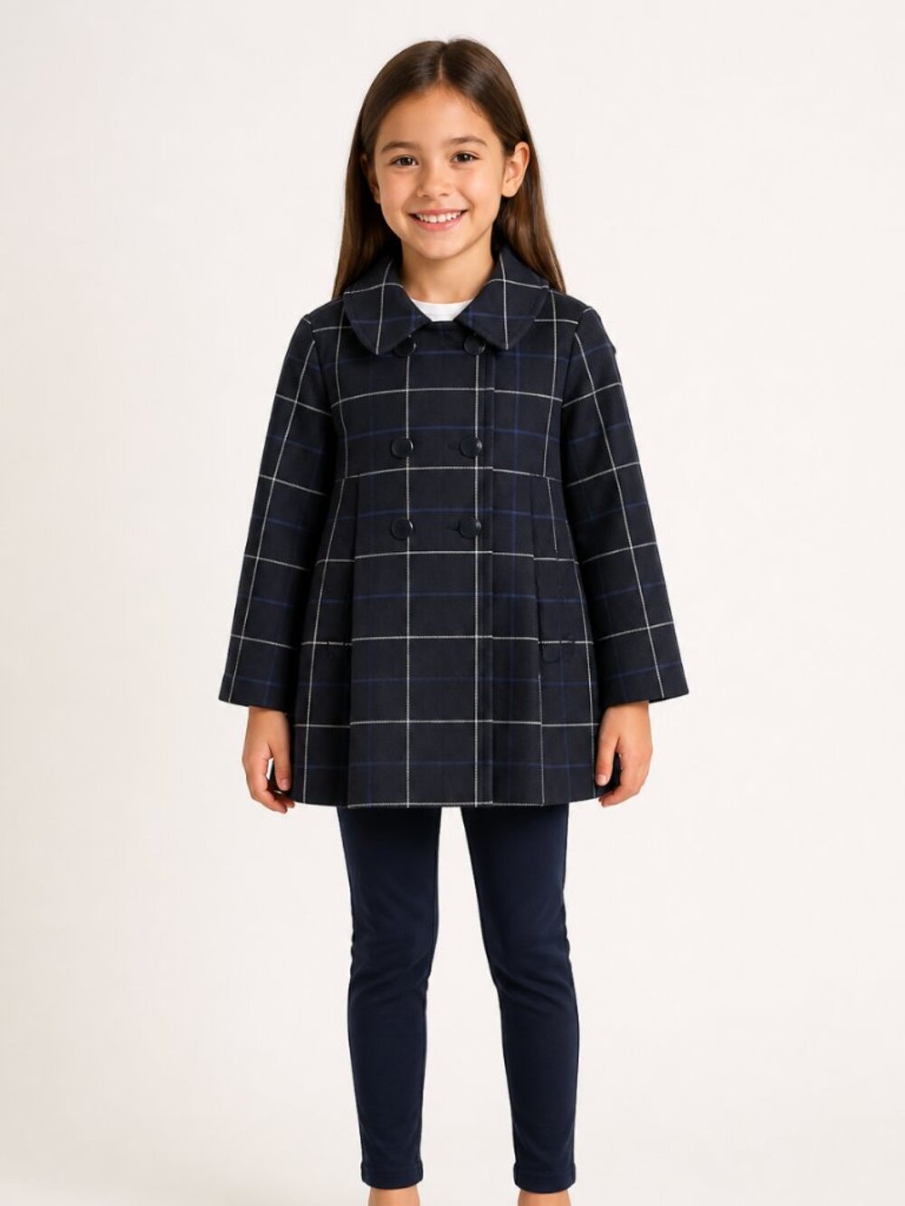 Tommy Hilfiger double-breasted plaid pea coat/short trench jacket